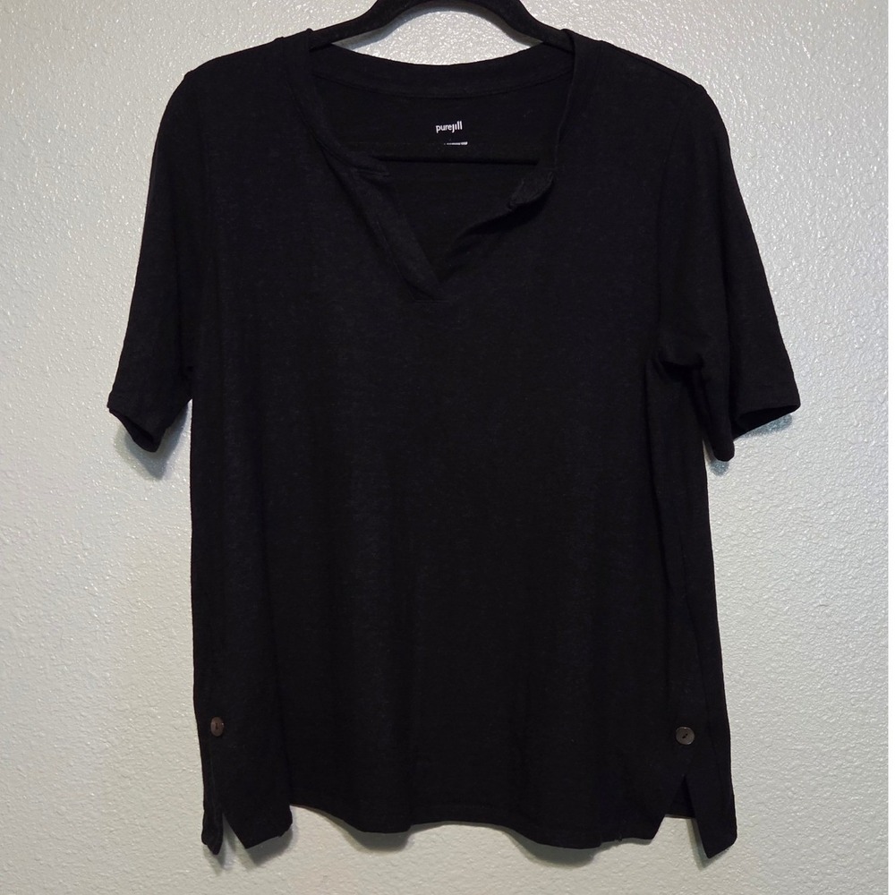 Pure Jill Hemp Cotton Blend Top Small Black Slow Fashion Minimalist Lagenlook